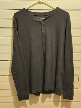 Old Navy Henley Shirt Mens XL Waffle Thermal Long Sleeve Built-In Flex Gray